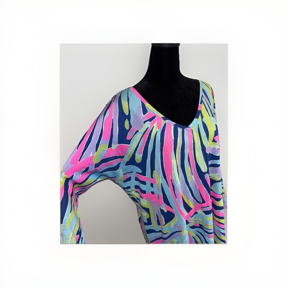 Lilly Pulitzer Indigo Sea Dreamin Cori 100% Pima Cotton Dress Size Medium Resort - Picture 3 of 6